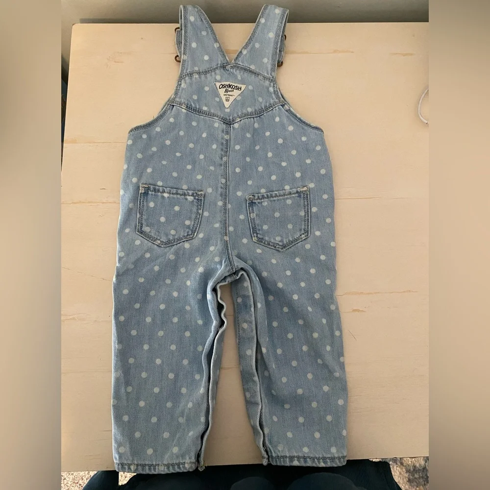 OshKosh B'gosh Light Blue Polka Dot Overalls